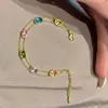Pulsera de Doble Capa de Zirconia Arcoíris Ovalada de Cristal Colorido de Verano Dopamina, Lujo Ligero, Gama Alta, Joyería de Mano Dulce para Mujeres