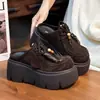 Zueco de Plataforma Gruesa de Gamuza Estilo Zueco para Mujer 2025 Nuevo Modelo Mocasines que Aumentan la Altura para Mujeres Bajitas