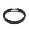 Pulseira Masculina de Aço Titânio e Couro Trançado com Múltiplas Tiras, Venda Quente Transfronteiriça, Pulseira Retro Étnica Personalizada com Fecho Magnético de Aço Inoxidável