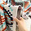 Manta Geométrica con Borlas Estilo Americano 2026, Manta Tejida para Todas las Estaciones, Manta Decorativa, Manta para Aire Acondicionado de Oficina