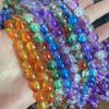 Cuentas de palomitas de maíz transparentes de dos colores con agujero recto, cuentas redondas de vidrio agrietado de colores, pulsera de joyería, accesorios de cuentas DIY, material