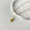 Collar de Cuentas Ovaladas, Collar Sencillo Estilo Coreano de Cobre Blanco Grueso Plateado, Cadena para Clavícula, Alto Nivel Estilo Ins, de Nicho y Versátil