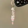 Pingente Laço Cartoon Hello Kitty Franja de Pérola Contas Personalizado Design Levemente Luxuoso Versátil Corrente de Pulso para Celular