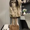 Suéter Gola V Maillard Estilo Preguiçoso Tricotado Cor Lisa Peça de Fora Estudante Feminina Outono e Inverno Solto e Versátil Estilo Preppy Peça de Fora