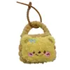 Bolsa de Moedas de Pelúcia Feita à Mão Chaveiro Urso Creme Bolsa de Armazenamento Mini Fofa Pingente Venda por Atacado
