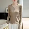 Estilo Europeu 2026 Outono Novo Cor Sólida Gola U Emagrecedor Camada Base Top Moda Chic Top Escovado Roupa Íntima para Mulheres Primavera Outono
