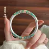 Pulseira Fushi Foot Prata 999 Banhada a Ouro Padrão de Rolo Prata Pura para Mulheres Padrão Dourado Estilo Chinês Novo Estilo Chinês Fechada Pulseira de Prata Presente