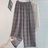 Foto Real de Pantalones Finos Artísticos de Verano 2026, Pantalones Casuales de Cuadros Retro para Mujer, Pantalones Holgados tipo Globo de Estilo Coreano, Pantalones para Caminar