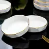 Jingdezhen Vajilla de Cerámica Juego de Tazón y Plato con Borde Dorado Tazón Sencillo al por Mayor Tazón de Cerámica Plato Regalo Negocio Porcelana Blanca