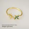 Anel de Cobre Banhado a Ouro 18K Vendido em Massa Transfronteiriço com Folha de Zircônio Formato de Espiga de Trigo Anel Feminino Seguro e de Nicho Exquisito