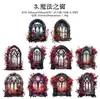 Serie de Ventanas Florales Espléndidas de Yanji Tema de Ventana Floral Retro Material para Diario DIY Pegatinas Decorativas 10 Hojas en 6 Diseños para Elegir