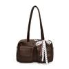 Nuevo Popular Estilo Coreano Maillard Moda Simple Bolso Bowling Casual para Mujer Combinable para el Día a Día Color Sólido Bandolera