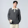 Diseño de dos piezas a cuadros retro original de OV, suéter de punto con detalles de trenzado, estilo holgado y casual, adecuado tanto para hombres como para mujeres, encarnando la estética del "dinero viejo".