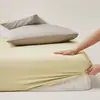 Estilo Hotelero~Sábana Bajera de Algodón Puro de 100 Hilos, Protector de Colchón Sencillo de Color Sólido, Cubierta de Cama a Prueba de Polvo de Cobertura Total