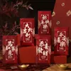 Papel Grueso con Purpurina Festival de Primavera 2026 Rojo Vino Bolsita Roja Personalizada Creativa Sobre Rojo de Año Nuevo Paquete Rojo Mate Rojo Vino de Alta Gama