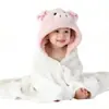 Toalha de Banho Poncho Infantil Pode Ser Usada e Enrolada, Toalha de Banho com Capuz para Recém-Nascidos, Roupão de Banho com Capuz Absorvente de Desenho Animado em Fleece Coral para Natação