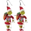 Brincos Tendência Europeus e Americanos com Tema de Terror, Brincos Criativos de Desenho Animado Verde Noite Natal Novo de Aço Inoxidável
