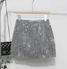 Tiro Real Falda de Lentejuelas Falda Mujer Chica Picante Americana Forma A Pequeña Plata Brillante Brillante Falda Anti-deslizamiento 8258