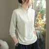 Camiseta de manga larga con cuello alto y forro polar por ambos lados para mujer, estilo nuevo, corte holgado, casual, color liso, moderna, favorecedora y versátil