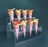 Expositor de postres con ondas de agua negra, acrílico, de vidrio, para tartas