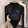 Ropa interior térmica para niñas de otoño e invierno, camiseta térmica de forro polar de doble cara, camiseta de manga larga, camisa de otoño de cuello semi-alto para niñas pequeñas