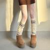 Calcetines apilados de pierna de moda, cálidos, gruesos y modernos, de punto nórdico, estilo vintage coreano, con copos de nieve, para otoño e invierno, de Fall Island