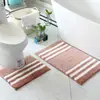 Felpudo para Baño Transfronterizo Simple Rayado Antideslizante Felpudo para Puerta Juego de Dos Piezas Alfombra para Baño Esterilla en Forma de U Resistente a la Suciedad Felpudo