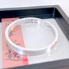 Pulsera de plata de ley 9999 con superficie lisa y cóncava, brazalete de plata con nicho, pulsera sencilla de alta gama con sutra del corazón, regalo