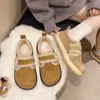 Zapatos de algodón con suela gruesa para mujer en stock, nuevo modelo de invierno 2026, versátiles con velcro, elegantes botas de nieve de felpa estilo Birkenstock