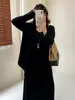 Conjunto de tres piezas para mujer de talla grande: cárdigan de punto y vestido tipo camisola 2026 otoño conjunto holgado y fluido para mujeres de talla grande 25206