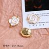 Cobre banhado a ouro real cor retendo pequeno estilo perfumado Camélia duplo pendurado pingente DIY jóias artesanais pulseira colar acessórios material