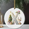 Nueva decoración navideña transfronteriza: Colgante acrílico 2D con letra y diseño de ciervo para árbol de Navidad y decoración navideña del hogar