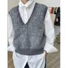 "Privado" otoño e invierno Nuevo coreano simple suave mohair cuello en V chaleco chaleco de punto top para mujer