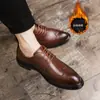 Moda Británica de Invierno Zapatos Casuales de Cuero con Punta Zapatos sin Cordones para Salón de Peluquería de Discoteca Zapatos Mocasines que Aumentan la Altura Zapatos Cálidos de Algodón para Hombre