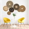 Cesta de Parede para Sala de Estar Boêmia Pendurada Decoração de Parede Tecida Decoração de Parede Redonda de Palha Decoração de Parede Pendurada Decoração de Parede Montada na Parede
