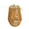 Lâmpada de jardim solar externa lanterna de rattan bambu lâmpada suspensa retrô chinesa decoração de varanda atmosfera luz noturna