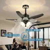 Nueva luz de ventilador de sala de estar vintage estilo francés, luz de ventilador de techo silenciosa integrada de palas rectas retro americana para comedor