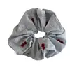 Laço de Cereja Bordado Doce e Fofo Elástico Grande para Cabelo Tendão de Borracha Elegante Acessórios de Cabelo para Rabo de Cavalo Alto para Mulheres