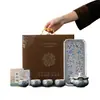 Conjunto de chá Kung Fu em cerâmica, bule e xícaras banhados a prata, caixa de presente de luxo, prático para presentear idosos ou superiores