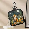 Porta-moedas Fofo com Estampa de Raposa, Bolsa de Armazenamento Impermeável de Couro Sintético com Zíper, Estojo Multifuncional Mini para Fones de Ouvido