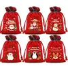 Bolsa de cordón de Papá Noel bolsa de regalo roja bolsa de cordón para dulces bolsa de decoración navideña bolsa para manzanas bolsa de franela a cuadros