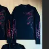 Camiseta de Manga Larga con Estampado de Letras en Inglés Estilo Callejero Oscuro Otoñal Retro Personalidad Tendencia Strass