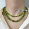 Collar de Ágata Verde Estilo Francés para Mujer, Cadena de Clavícula de Cuentas de Verano de Nicho, Gargantilla Fresca Apilable Estilo Chino Nuevo