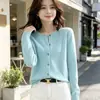 Nuevo Cárdigan de Cuello Redondo para Primavera y Otoño, Tejido de Punto de Manga Larga para Mujer, Talla Grande, Top Estilo Coreano, Más Vendido, Fuente de Comercio Exterior, Fábrica Mayorista