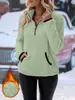 Spot Transfronterizo 2025 Amazon Europeo y Americano Nuevo para Mujer Otoño e Invierno Cuello Alto Medio Bolsillo con Solapa y Cremallera Pantalones Sudadera de Felpa