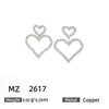 Pendientes de aleación de moda con diamantes simples S925 con aguja de plata doble amor, elegantes pendientes largos con forma de corazón de melocotón que combinan con todo.