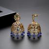 Aretes Jinse chapados en oro de 18K, aretes de cobre con incrustaciones de circonitas, estilo vintage de Palacio, estilo étnico tailandés, aretes coloridos de campanillas de viento