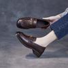 Mocasines franceses de color estadounidense para mujer, primavera 2025, nueva versión fina, zapatos de cuero de tacón bajo para viajeros, zapatos de cuero pequeños.