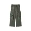 Calça de Trabalho Masculina Ru e Meng Estilo Retrô Japonês Lavada Desgastada Hipster Tendência Outono Perna Reta Bolso Grande Perna Larga Casual