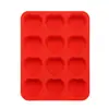 Molde de Silicona para Pastel al por Mayor Grado Alimenticio 12 Agujeros Forma de Corazón para Hornear Casero DIY Molde para Pastel Molde de Silicona para Pastel